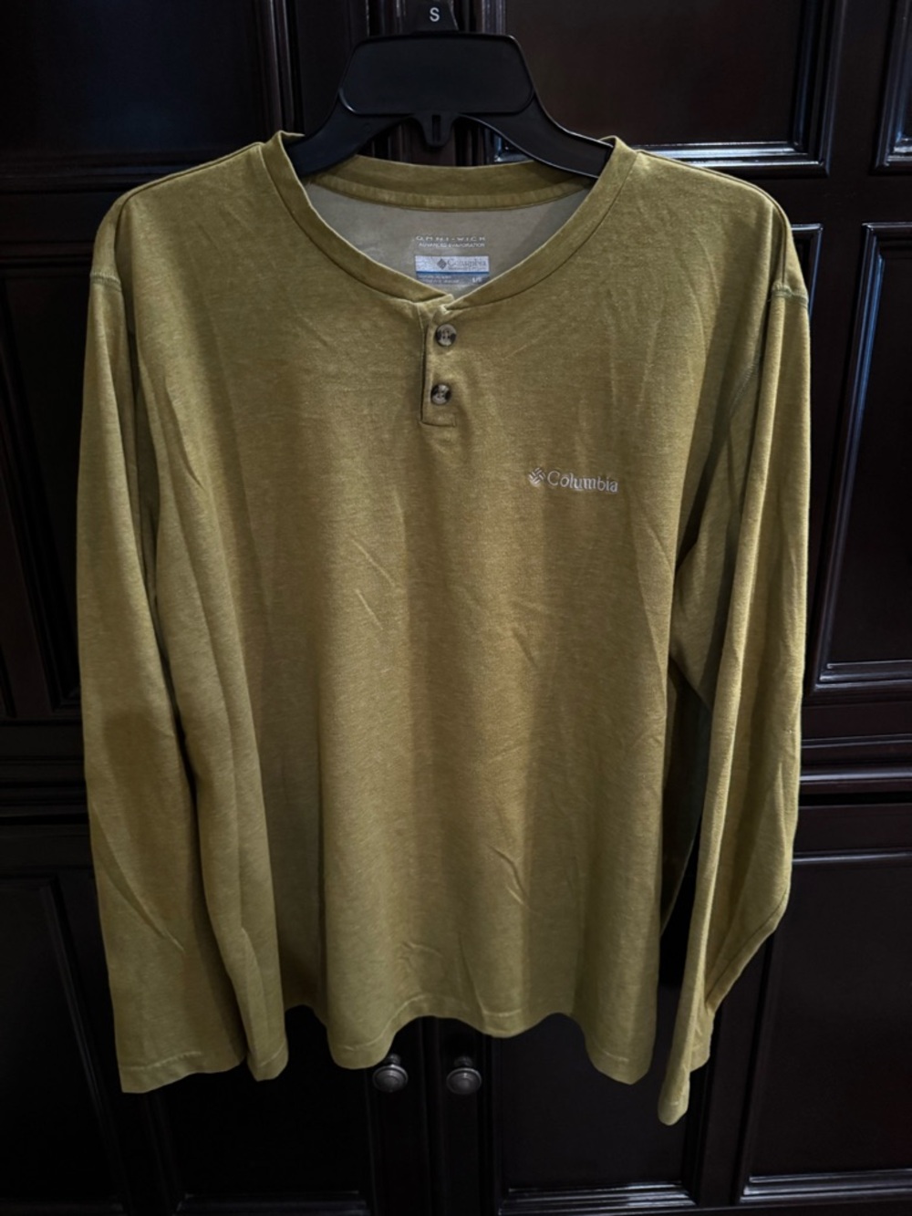 Columbia Omni-Wick Advanced  Evaporation Mens Large Olive Green LongSleeve Shirt